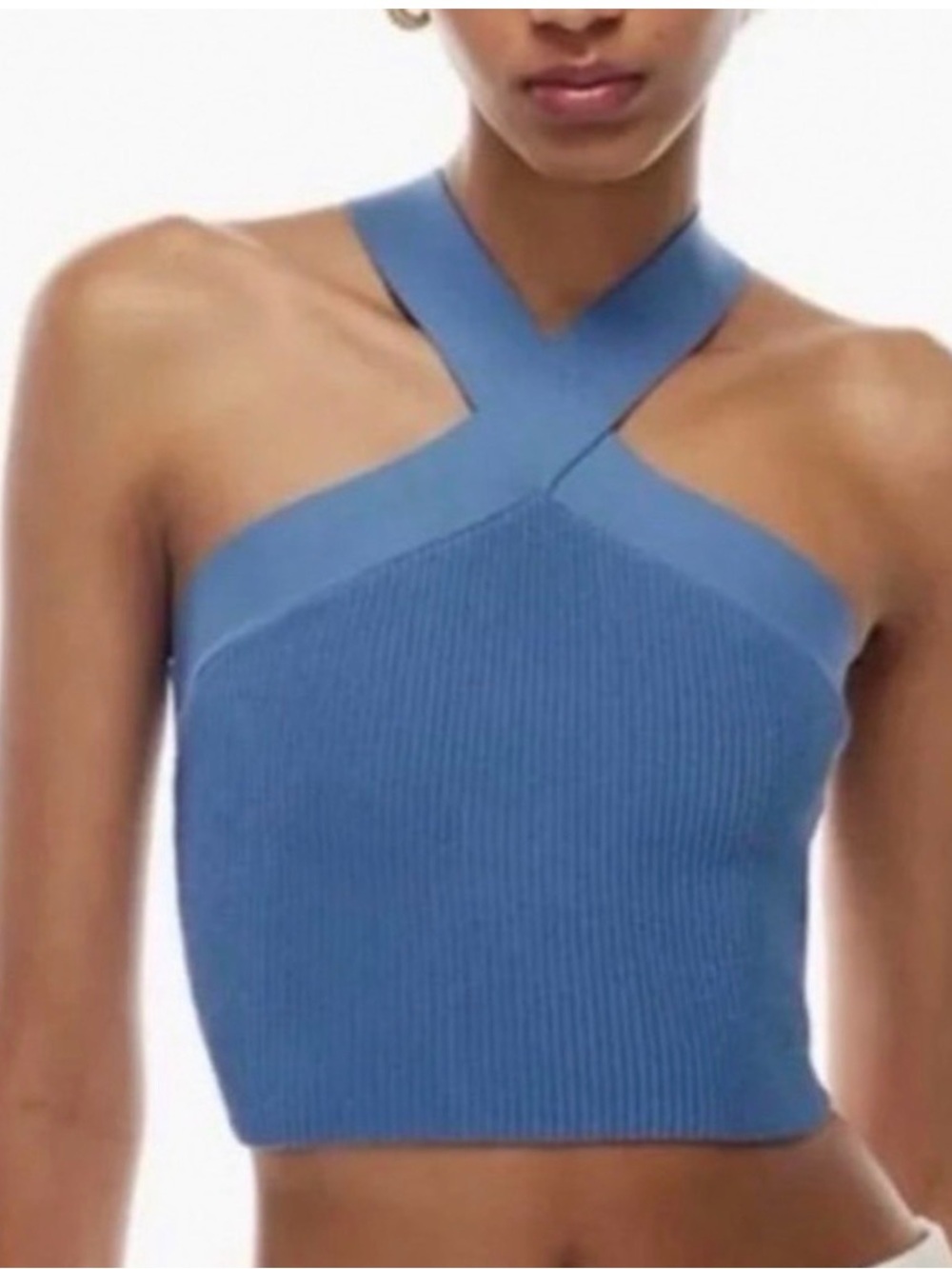 Aritzia Babaton Sculpt Knitt Criss Cross Tank Cropped Ribbed (NWT)